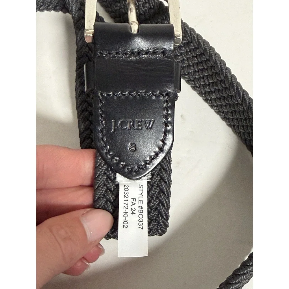 J.Crew, Men's Elastic Woven Belt With Round Buckle, Black & Gray, Size Small